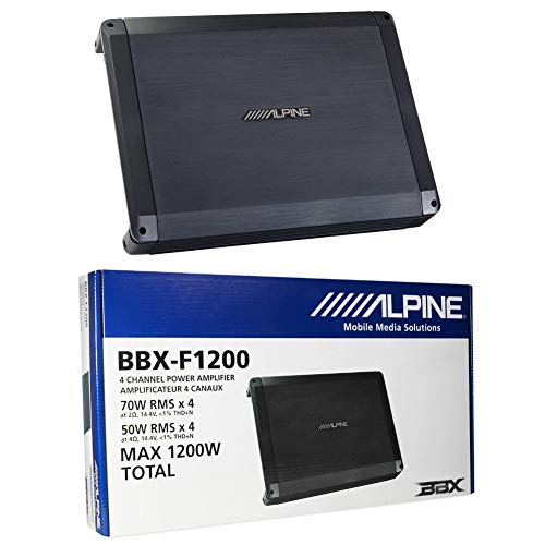 1 Amplificador 4 Canales Compatible con Alpine BBX-F1200 BBXF1200 Clase AB 4 x 70 vatios rms a 2 ohmios 600 vatios máx con Bass eq, Estable a 2 ohmios Coche, 1 Pieza