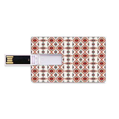 128G Unidades flash USB flash Del suroeste Forma de tarjeta de crédito bancaria Clave comercial U Disco de almacenamiento Memory Stick Ornamento del triángulo azteca folclórico,antigua tribu y cultura