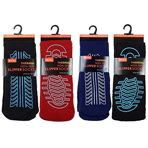 4 pares de calcetines térmicos, antideslizantes, con forro interior grueso, para hombre