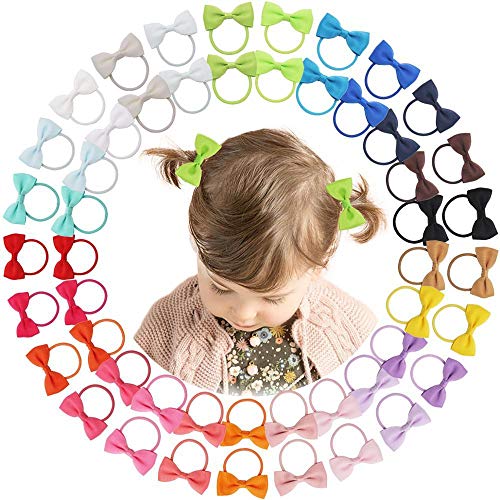 50 piezas 2 pulgadas bebé niñas lazos elásticos para el cabello arcos de tejido de grosgrain lazo de cinta de tejido liso con banda de goma soportes de coleta accesorios para el cabello-PORCELANA