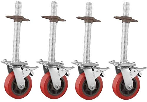 6-ruedas inHeavy-Duty Andamio WheelsIndustrial giratoria de freno resistente al desgaste Andamios torre Ruedas ajustables (4 PCS) (Color : Polyurethane, Size : 6in)