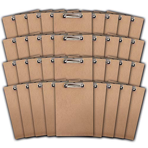 Acrimet Portapapeles Tamaño Carta A4 (33 cm x 23 cm) con Clip Metálico Bajo Perfil (36 Unidades) (Color Marrón Madera)