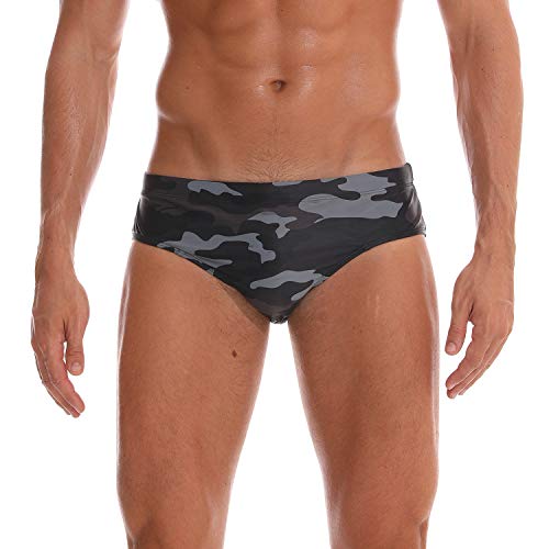 Adorel Bañador de Natación Slip con Forro para Hombre Camuflaje L