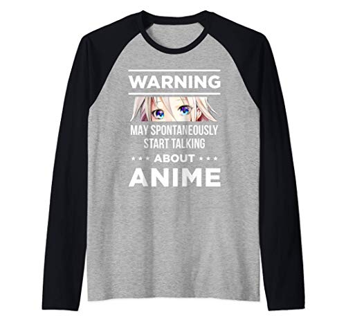 Advertencia puede hablar espontáneamente sobre anime Camiseta Manga Raglan