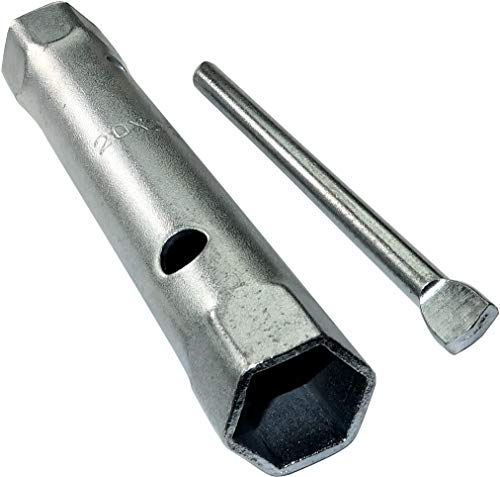 AERZETIX - Llave de tubo recto 20x22mm 6 lados con Husillo Rígido/Torniquete de sujeción extraíble - Monobloque - Llave tubular Descorchado de Doble Extremo - Grifería - en acero CR-V - C45634