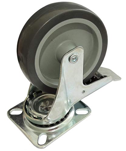 AERZETIX: Rueda pivotante con frenos bloqueo de rueda para muebles Ø75mm H95mm 50kg placa de montaje 60x60mm C42669