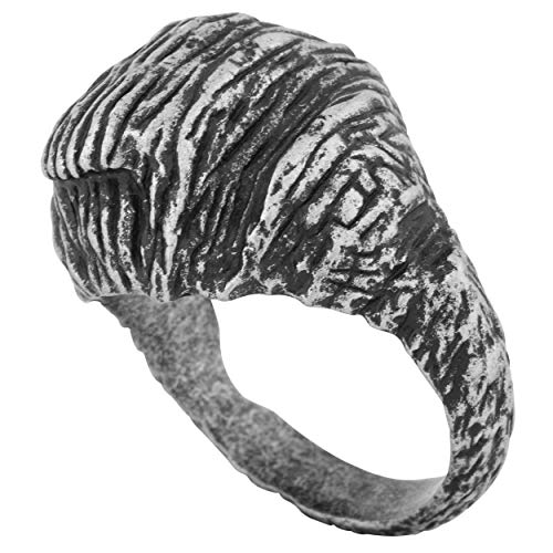 Akitsune The Rock Anillo | Granito de Roca Acero Anillo Hombre Acero Inoxidable Designer Gris - US 8