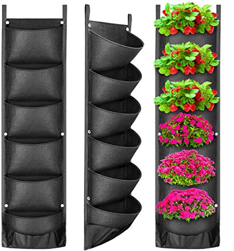 ANBET 6 Bolsillo Colgante Maceta de Pared Capa Impermeable Mejorada Bolsa de plantación de jardín Bolsillos ensanchados y profundizados para Balcón Jardín Jardín Oficina Decoración del hogar