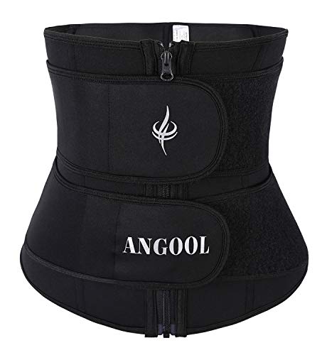 ANGOOL Fajas Deportivas Neopreno Cinturón Lumbar de Sudoraicion Cinturón de Cintura para Mujeres Cinturón Transpirable Cintura