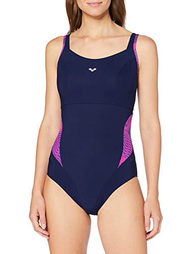 ARENA Bañador para Mujer Bodylift Viola C-Cup, Mujer, Traje de baño de una Sola Pieza, 002347, Azul Marino y Rosa, 44