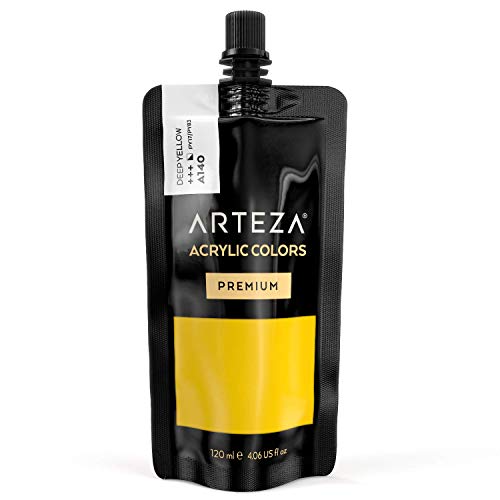 Arteza Pintura acrílica para manualidades y arte | Tubo de 120 ml | Acrílico de color Amarillo Intenso