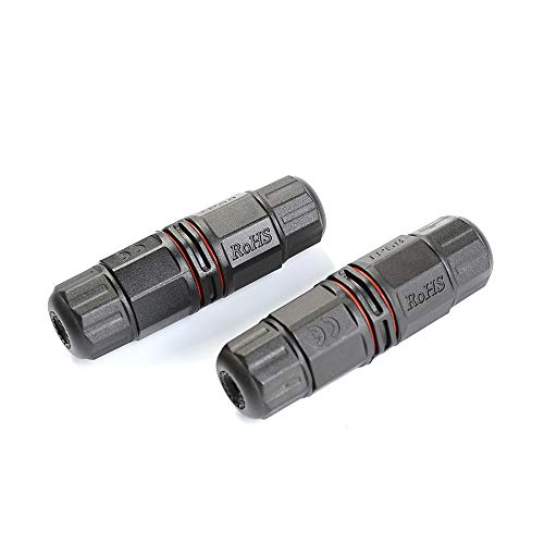 ATPWONZ 2pcs Cajas de Conexión Electricas IP68 Resistente al Agua Superior 2 Polos Conector de Cable Interior/Exterior Cable Diámetro Ø 5-10mm（Negro）