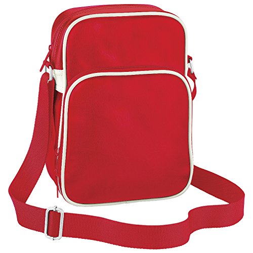 BagBase - Bolso reportero con capacidad 4 litros (Paquete de 2) (Talla Única) (Rojo/Blanco crudo)