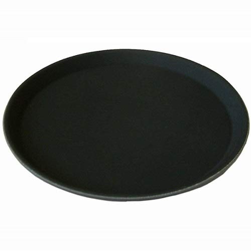 Bandeja de bar y de servicio redonda y negro antideslizante de polipropileno resistente y sólido, para restauración, café, restaurante (3 tamaños disponibles) (40 cm)