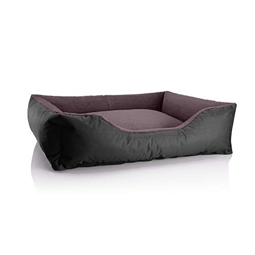 BedDog® Perro/Gato Cama Teddy S à XXXL, 14 Colores a Elegir, de Cordura y Microfibra, Cama para Perros Lavable, cojín para Perros, para Interiores y Exteriores, tamaño XL, Negro/Marron