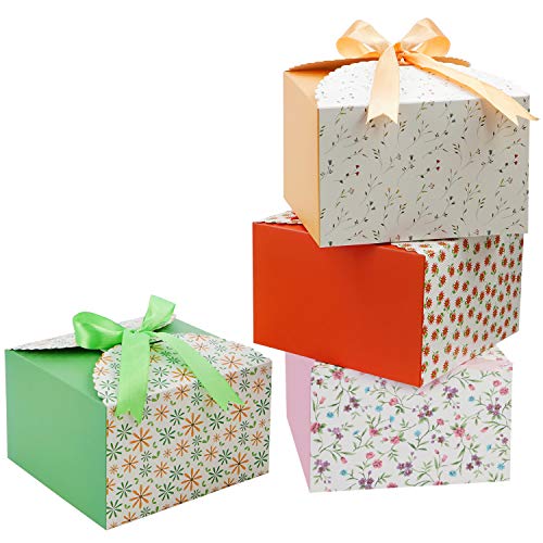 Belle Vous Set Cajitas Regalo Borde con Ondas (Pack de 20) Cajas Cuadradas con Cinta 14,7 x 14,7 x 9,4 cm - Cajas para Regalos de Boda, Fiestas, Jabón Casero y Dulces - Cajitas para Chuches