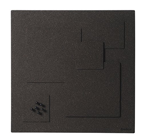 Bi-Office Black Squared - Tablón de anuncios de corcho, 45 x 45 cm, color negro