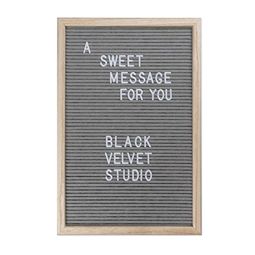 Black Velvet Studio Tablero Letras Word Madera y Fieltro, Color Natural y Gris. 145 Letras 45x30x2,5 cm.