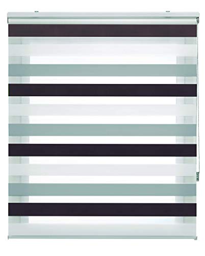 Blindecor Lira Estor Enrollable Doble Tejido, Noche y día,Tricolor 160 x 180 cm, Color Marron Gris, Poliéster