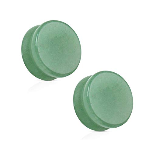 BodyJewelryOnline Tapones para los oídos/túneles de ajuste de sillín hechos de piedra maciza semipreciosa de jade.