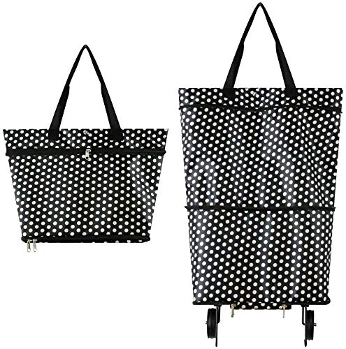 Bolsas plegables para carretilla, bolsa de carrito de compras 2 ruedas 2-1 carrito de compras para el supermercado casero resistente bolsa de la capacidad de la bolsa de compras