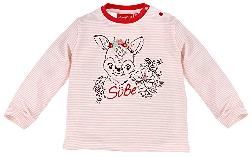 BONDI Camiseta de manga larga para niña con diseño de Rh Kitz dulce 86429, color rosa – Bebé niños pequeños parte superior suéter a pantalones vaqueros de piel pantalones de tela Rosa y blanco. 80 cm