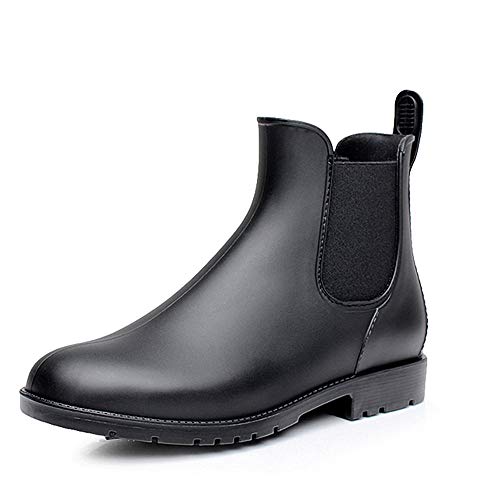 Bota Agua Mujer Hombre Chelsea Jardín Trabajo Lluvia Tobillo Botas Festival Antideslizante Wellington Boots Negro 41