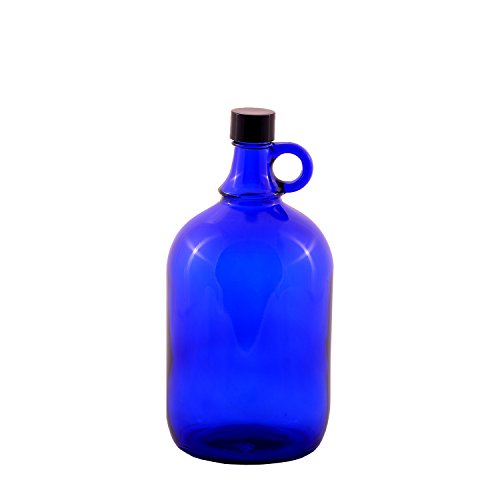 Botella (vidrio, capacidad: 2 L, cierre de rosca de aluminio, con asa, ideal para agua con tratamiento Aquadea), color azul