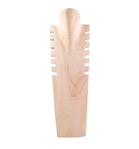 Busto expositor de abrazaderas dentados en madera maciza en bruto H50 cm