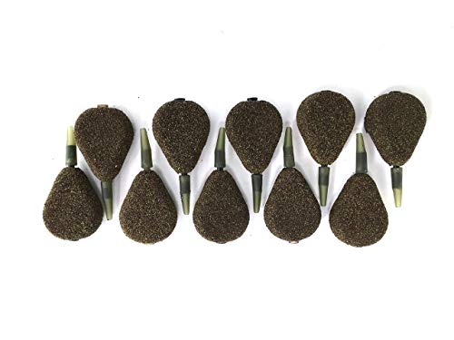 BZS Carp Fishing Weight Inline Flat Pear Smooth and Textured Disponible en 1oz 1.5oz 2oz 2.5oz 3oz 3.5 4oz 5oz 6oz (Paquete de 10) (1.00)