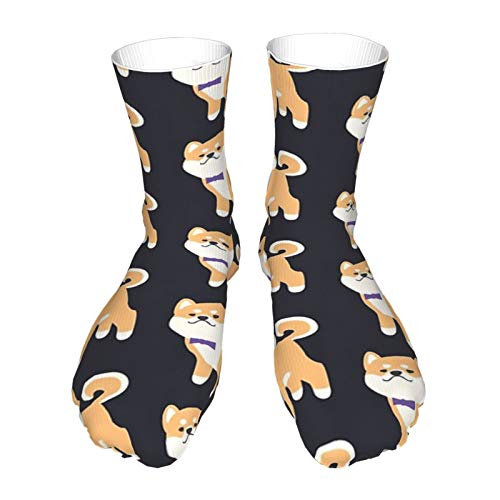 Calcetines para adultos, calcetines largos de algodón, calcetines gruesos de tacón negro, calcetines cálidos, unisex, 212 cm, calcetines formales Shiba Inu