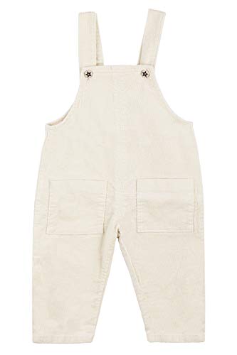 Camilife Bebé Niños Niñas Pana Pantalones de Peto Vintage Retro Overol Pantalón de Peto Pantalones con Tirante para 1-4 años de Edad - Beige-Blanco Talla 80