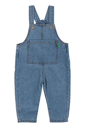 Camilife Bebés Infante Niños Niñas Pantalones de Peto Básicos Algodón Jeans Pantalones con Tirante - Liso Clásico Azul Jeans Talla 80