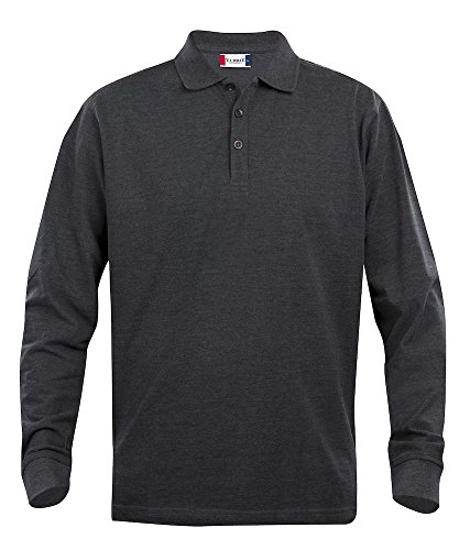 Camiseta polo de manga larga para hombre Clique. Desde S hasta XXXXXL, Gris. Gris Antracita Melange XXL