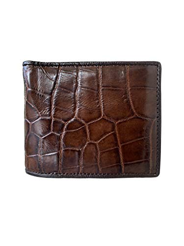 Cartera de piel de cocodrilo auténtica para hombre, con 5 ranuras para tarjetas de crédito, diseño vintage para más varonil, 100% hecha a mano para una cartera minimalista.