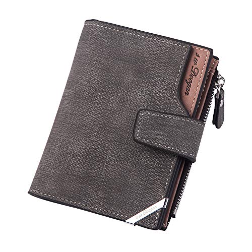 Cartera de Piel，Paquete de Tarjeta Monedero Vertical Abierto para Hombres，Mini Billetera para Cartera ID，Gran Capacidad RFID Bloqueo Ranuras para Tarjetas，Multiuso Bolsillos Monedero