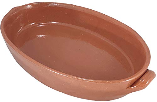 Cazuela besuguera tartera olla ovalada alta en barro esmaltado (nº 48-47 x 29,5 x 8,5 cms)