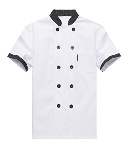 Chaqueta de Chef Cocina Uniforme Manga Corta Blanco