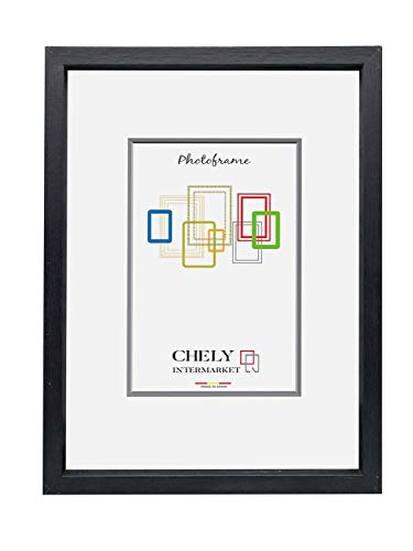 CHELY INTERMARKET, Marcos de Foto 18x24cm (Negro) Mod-3010 | Estilo galería, el Marco Queda al Nivel de la Pared | Cubierta Frontal Vidrio | Perfil Lateral 3cm.(3010-18x24-0,50)