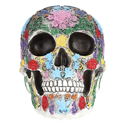 Cikonielf Modelo de Calavera de Resina Estatua de Calavera Adornos de Barra Artesanal Calavera Tallada Arte Manual Decorativo Accesorio de Halloween para Regalo Colección de Arte