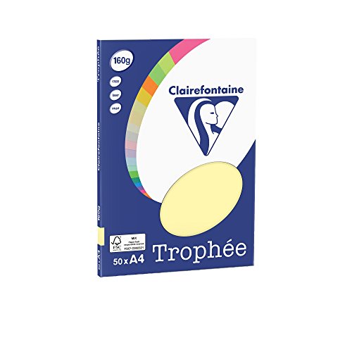 Clairefontaine 4157C - Personal Paper Pack TROPHÉE A4 de 160gr 50 Hojas Amarillo Canari