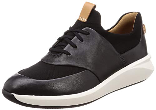 Clarks Un Rio Lace, Zapatillas, Negro (Black Leather Black Leather), 40 EU