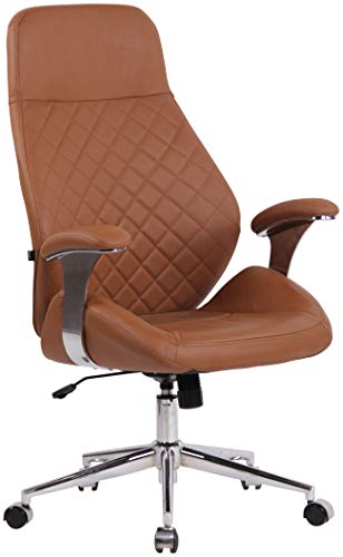 CLP Silla De Oficina Layton En Cuero Sintético o Cuero Auténtico I Silla Ejecutiva con Ruedas I Silla De Escritorio Regulable En Altura I Color:, Color:marrón Claro, Material:Cuero Real