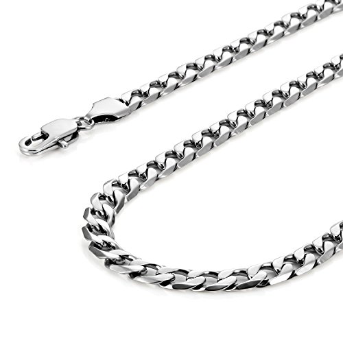 Collar para Hombre clásico de Acero Inoxidable 316L en Color Plata, Cadena de 59 cm (Ancho 6 mm)