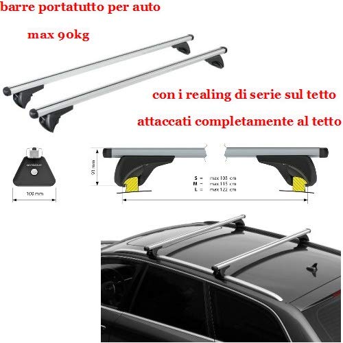 Compatible con Hyundai Kona 10/17> Racks DE Techo para Coche Barra DE 120CM para Coches con Baja Escalera ADJUNTA AL Rack DE Equipaje DE Techo Aluminio 90KG Aprobado