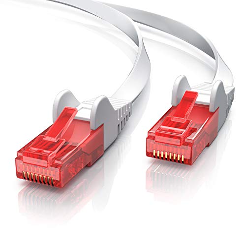 CSL - 25m Cable plano de red Gigabit Ethernet Lan CAT.6 RJ45 - 10,100,1000Mbit s - Cable de conexión a red , slim design - UTP - Compatible con Cat.5 Cat.5e Cat.7 - Conmutador, router, módem, panel de conexiones, punto de acceso, campos de conexión - blan
