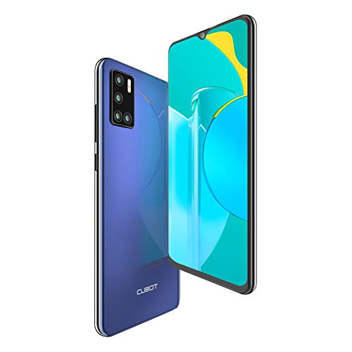 CUBOT P40 Smartphone Dual SIM 6.2 Pulgadas HD + Water Drop Android 10 4GB 128GB Batería de 4200 mAh cámara cuádruple Soporte NFC Face ID CUBOT Oficial,Azul