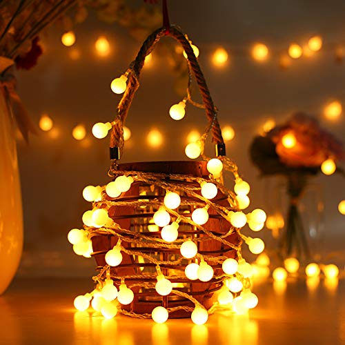 Cuerda Luces - 80 Bombilla 10M Guirnarldas Blancas de Luz Cálida LED Luces del Efecto Estrellado para Decoración Interior Jardines Casas Boda Fiesta de Navidad