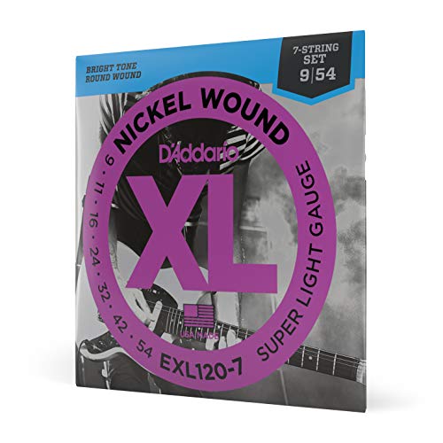 D'Addario EXL120-7 - Juego de cuerdas para guitarra eléctrica de níquel, 009' - 054'