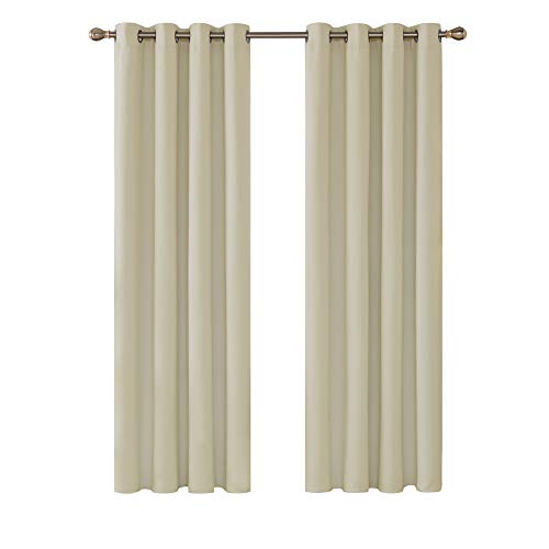 Deconovo Cortinas Opacas Salón Modernas Aislantes Térmicas para Dormitorio 2 Piezas 140 x 175 cm Beige Oscuro